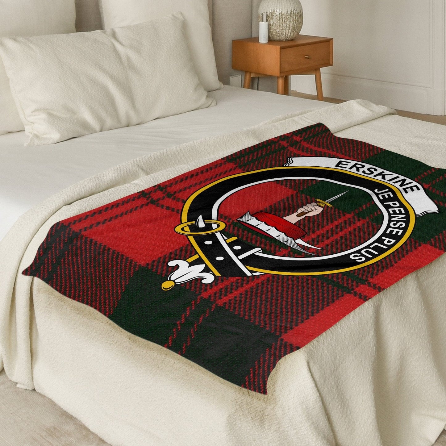 Scottish Clan Erskine Crest Tartan Blanket