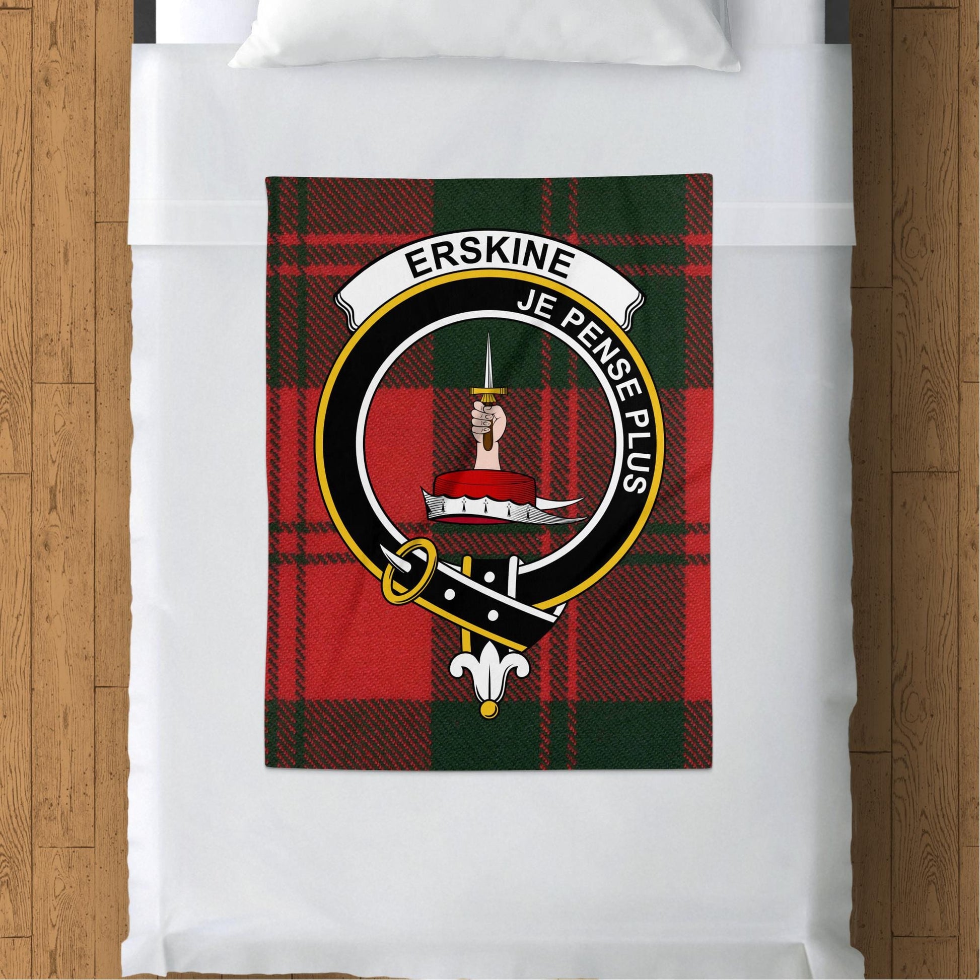 Scottish Clan Erskine Crest Tartan Blanket