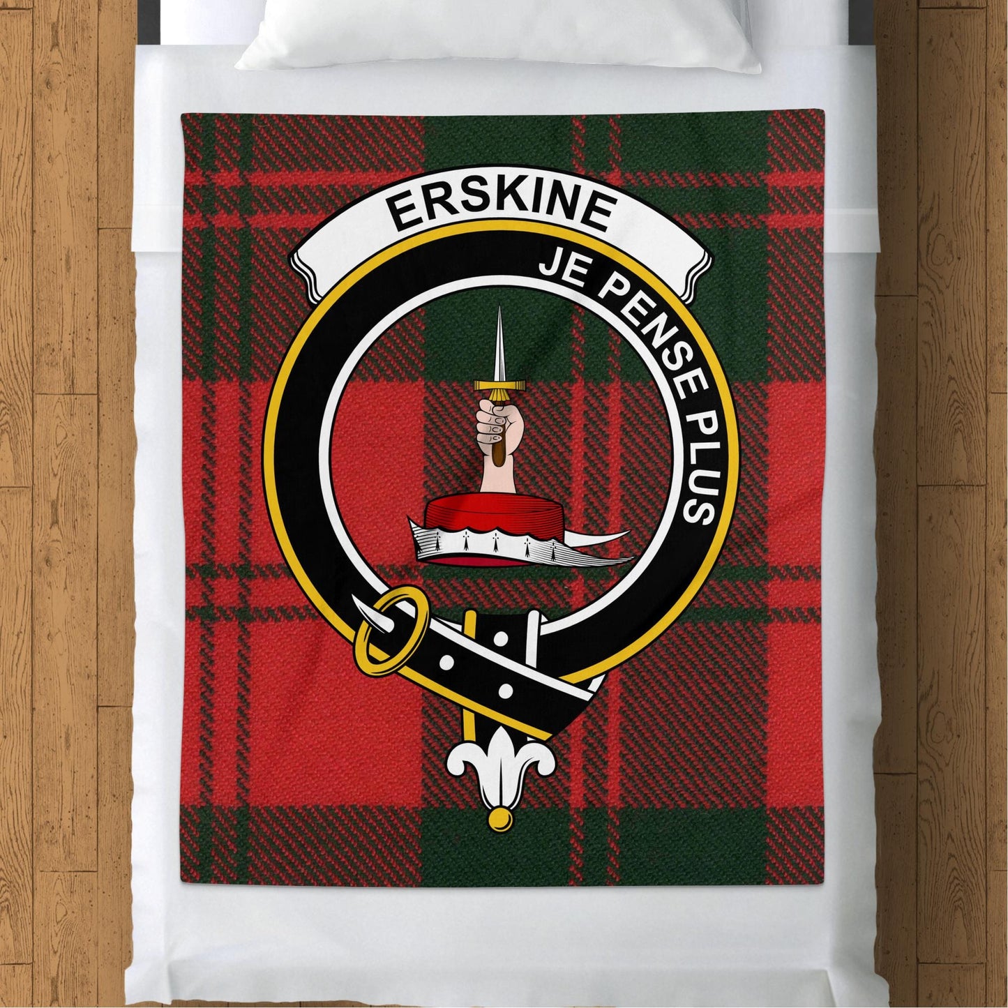 Scottish Clan Erskine Crest Tartan Blanket