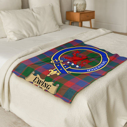 Scottish Clan Ewing Crest Tartan Blanket