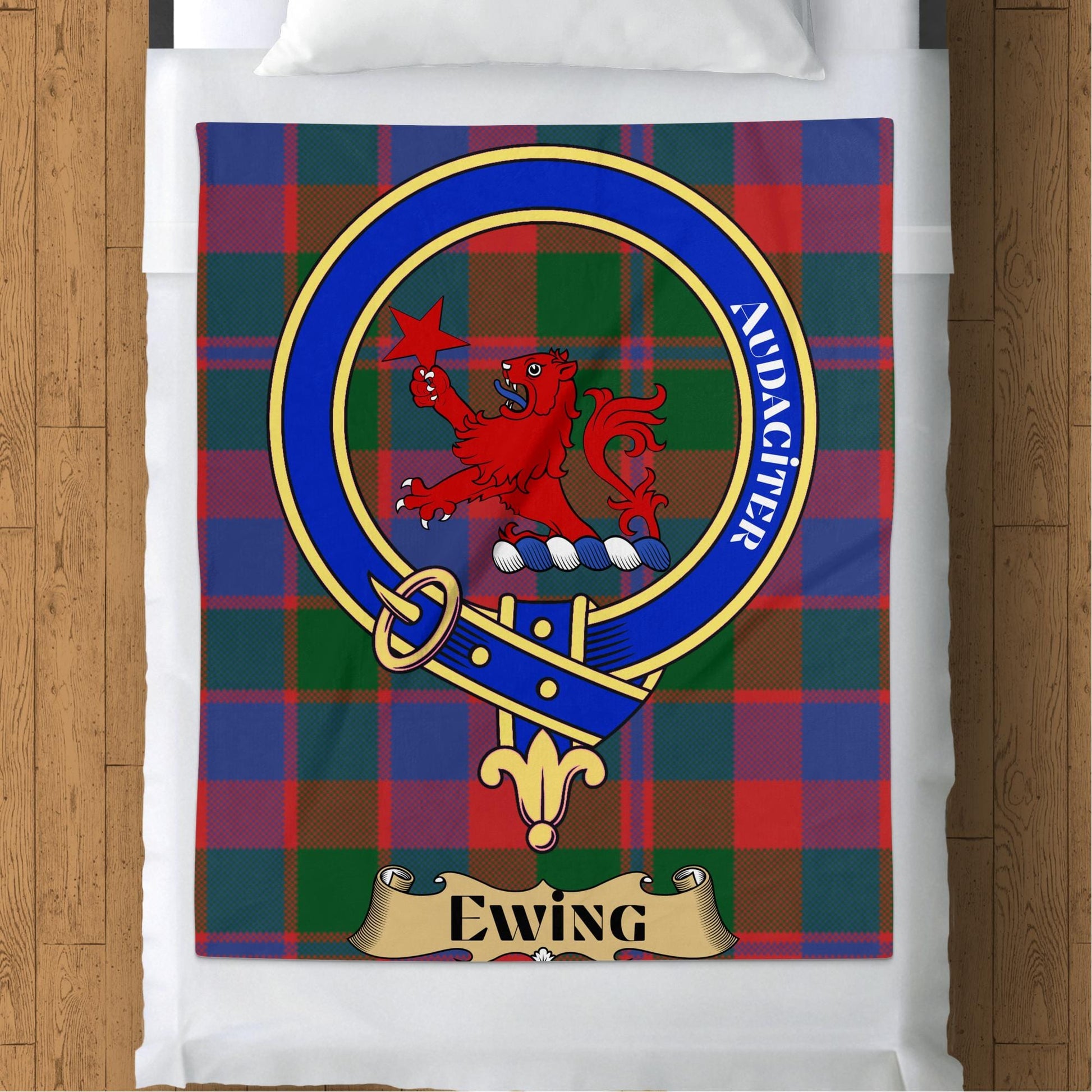 Scottish Clan Ewing Crest Tartan Blanket