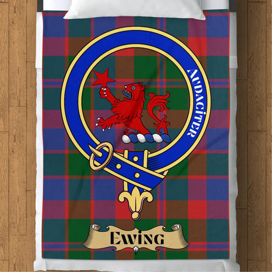 Scottish Clan Ewing Crest Tartan Blanket