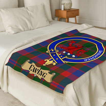 Scottish Clan Ewing Crest Tartan Blanket