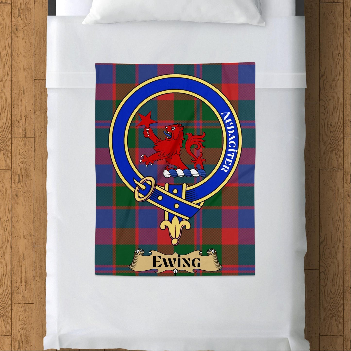 Scottish Clan Ewing Crest Tartan Blanket