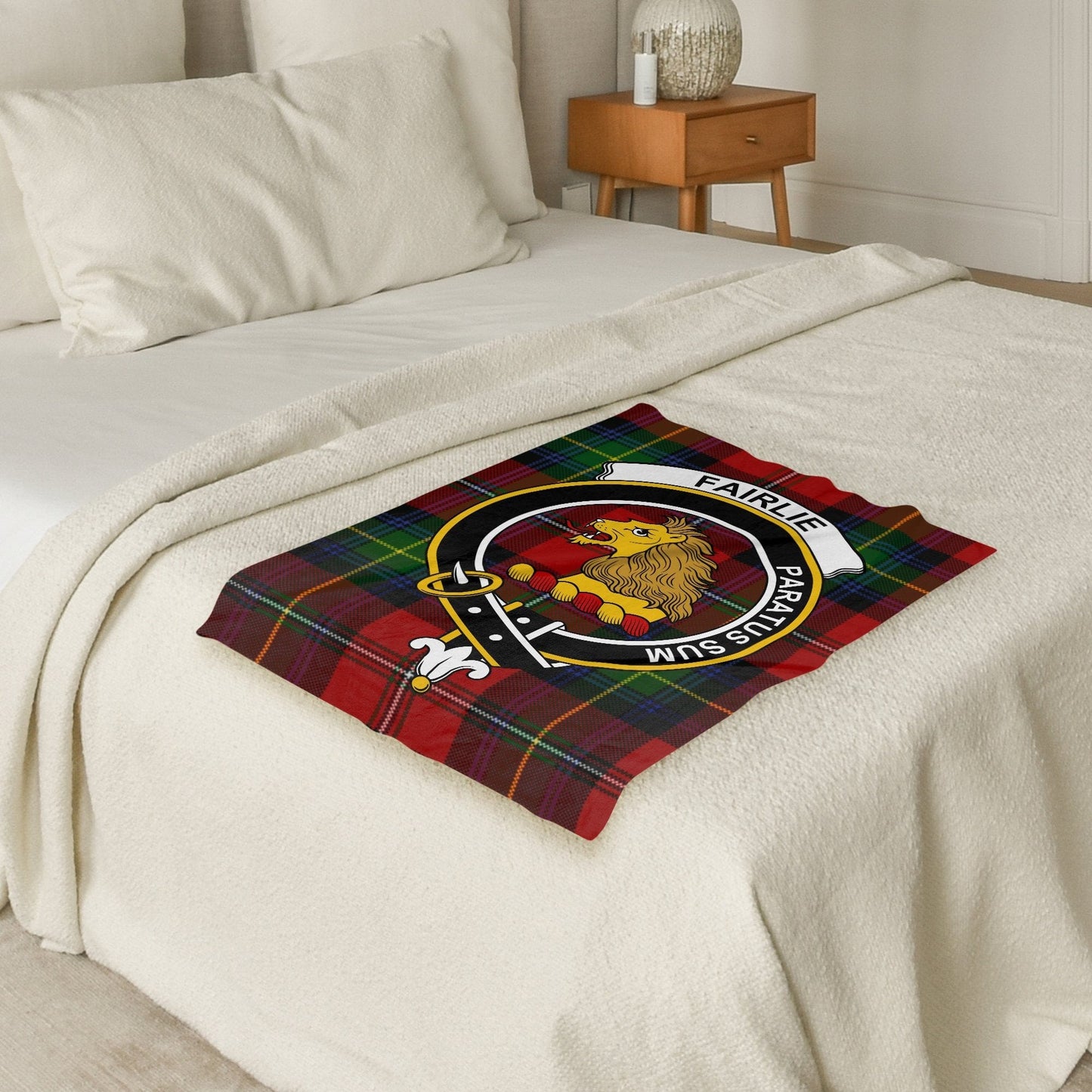 Scottish Clan Fairlie Crest Tartan Blanket