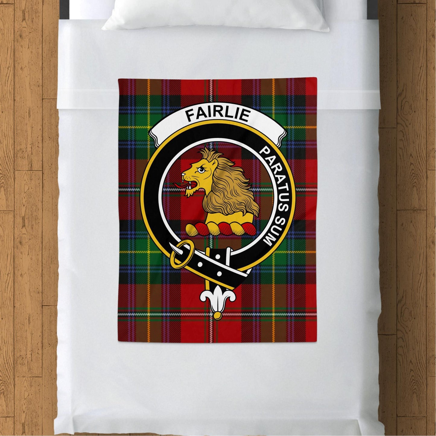 Scottish Clan Fairlie Crest Tartan Blanket