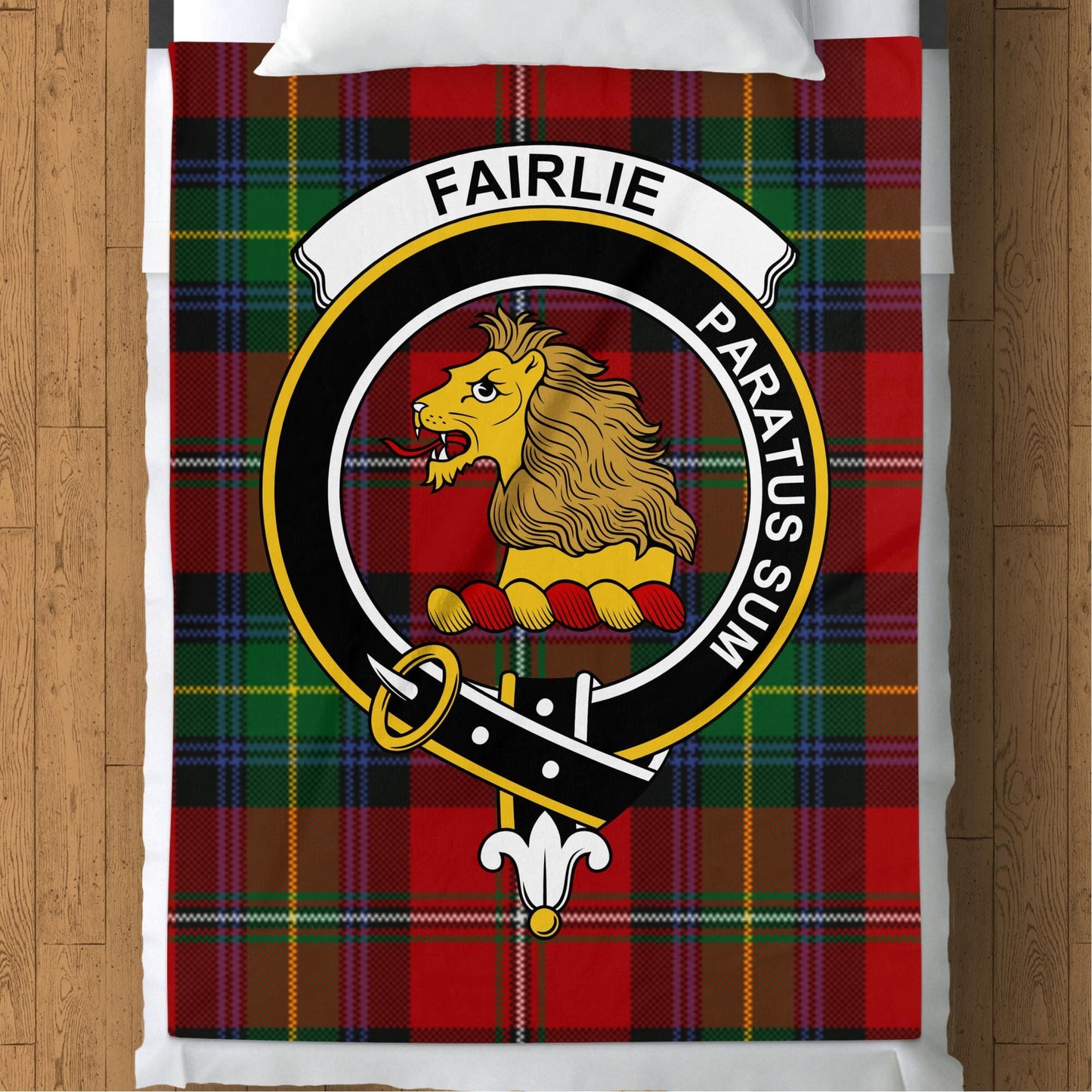 Scottish Clan Fairlie Crest Tartan Blanket