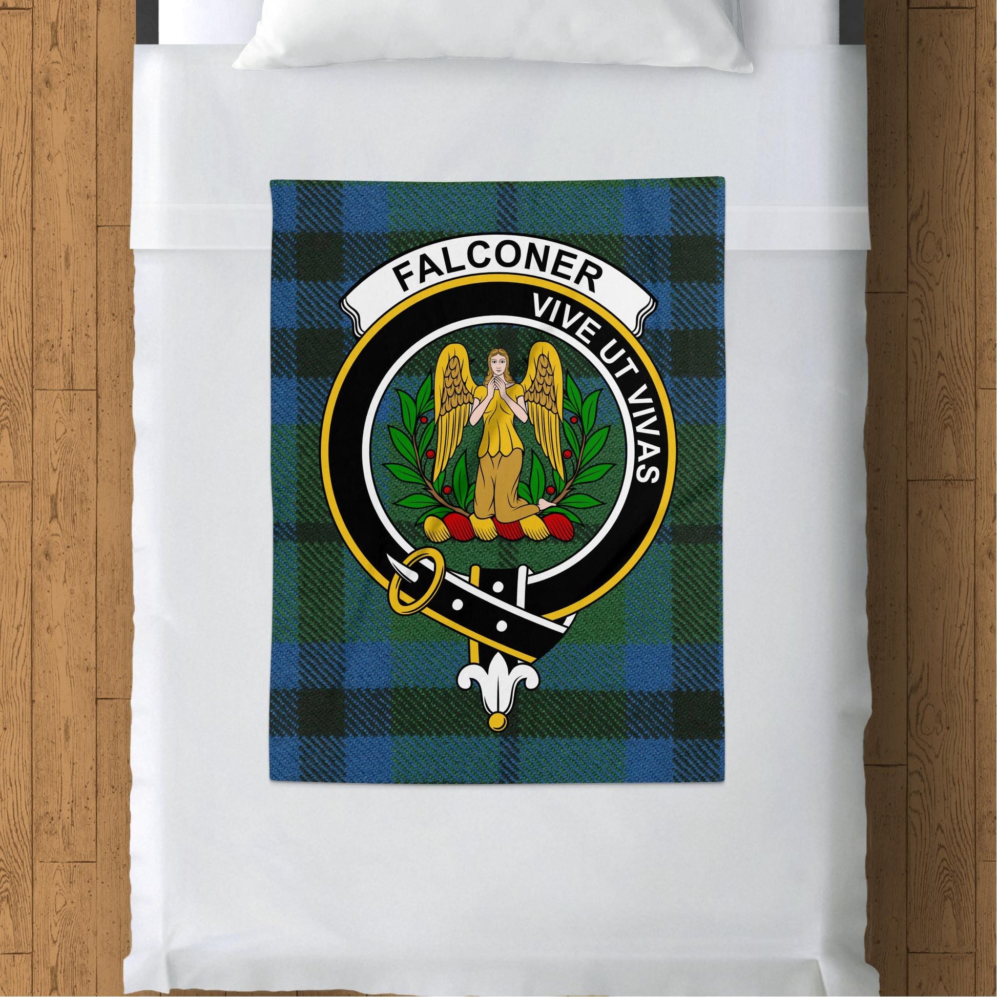 Scottish Clan Falconer Crest Tartan Blanket