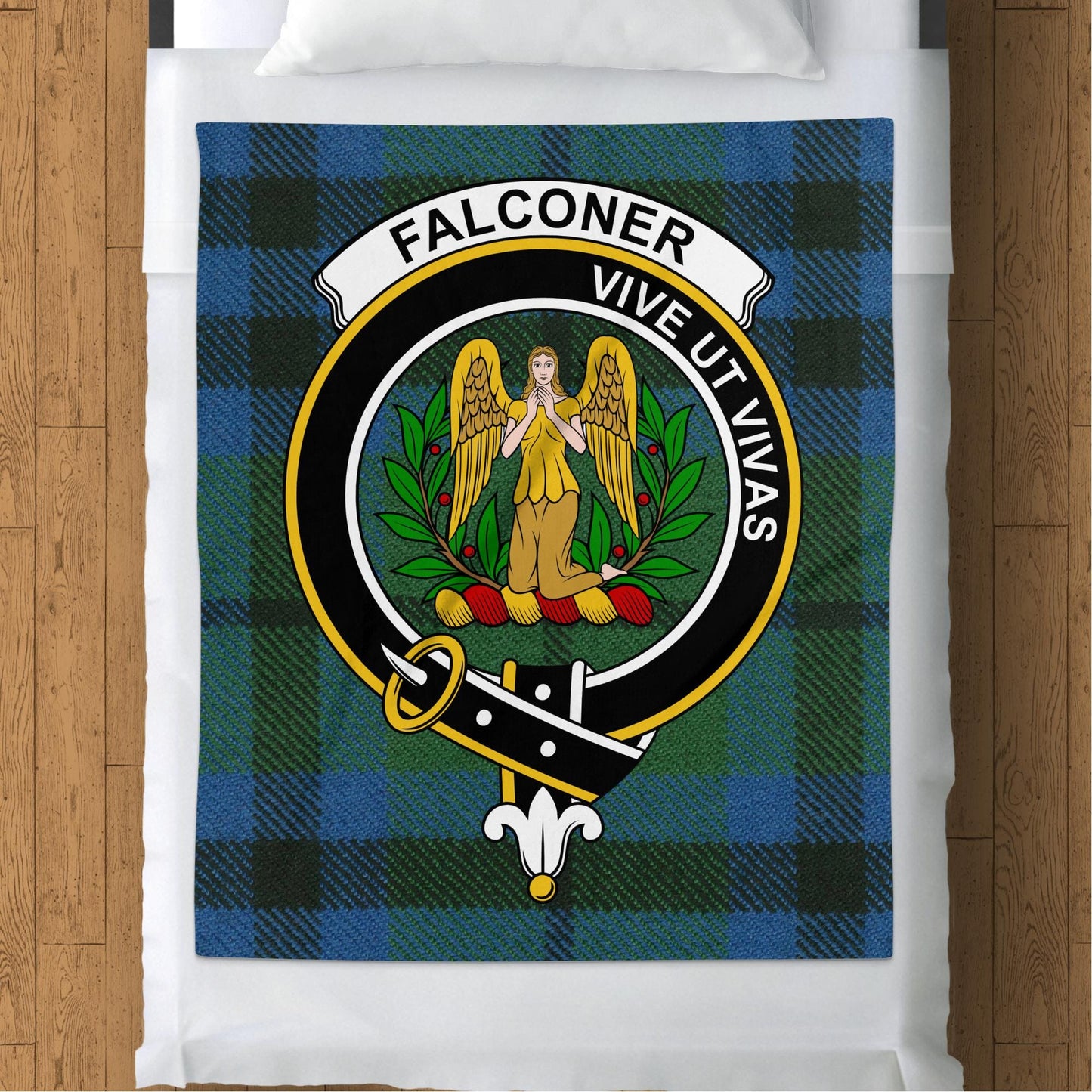 Scottish Clan Falconer Crest Tartan Blanket