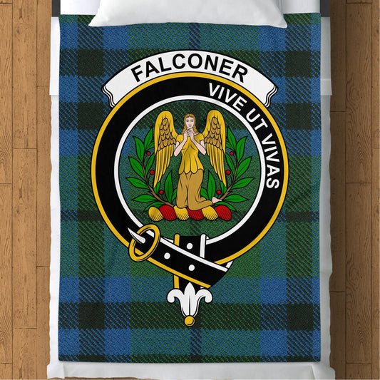 Scottish Clan Falconer Crest Tartan Blanket