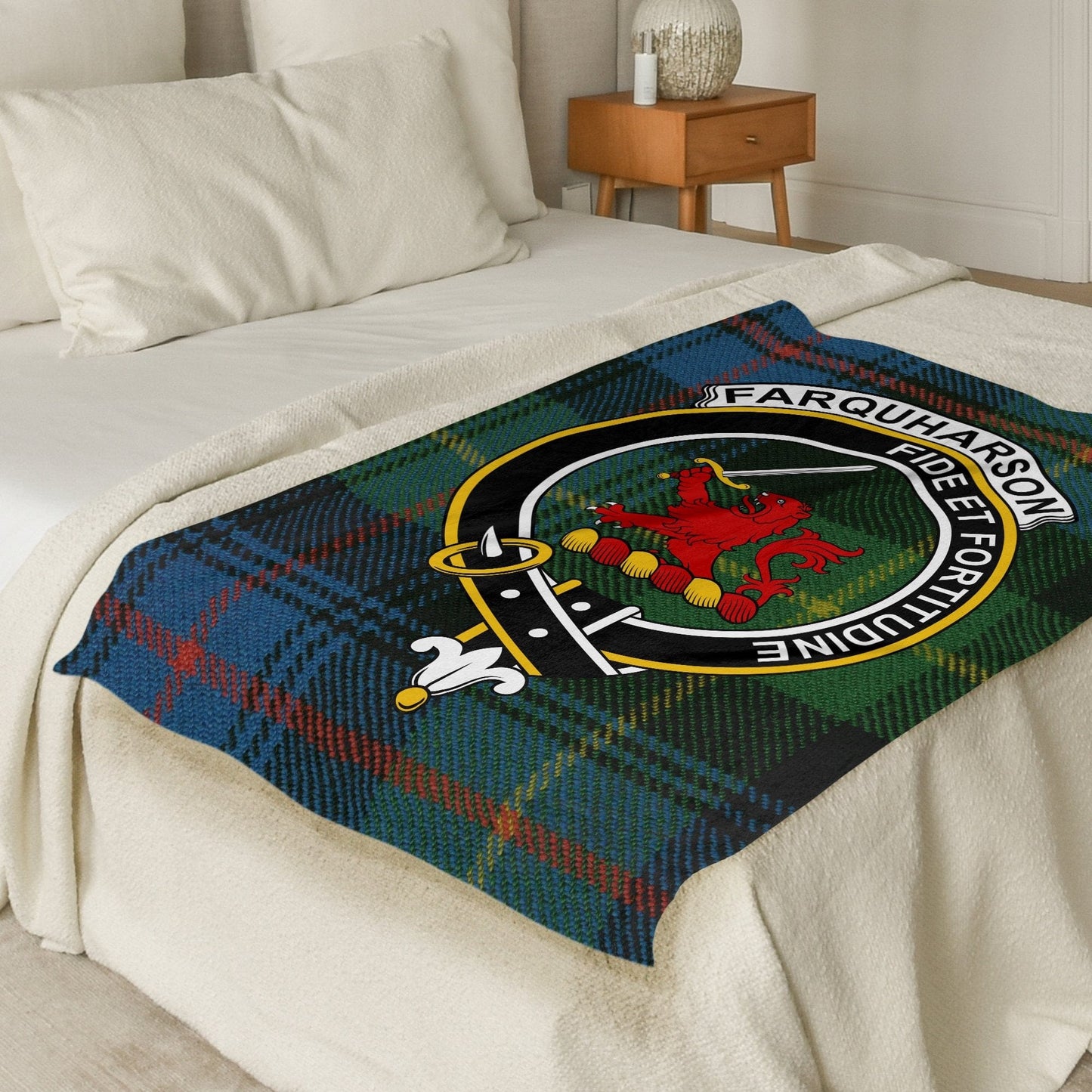 Scottish Clan Farquharson Crest Tartan Blanket