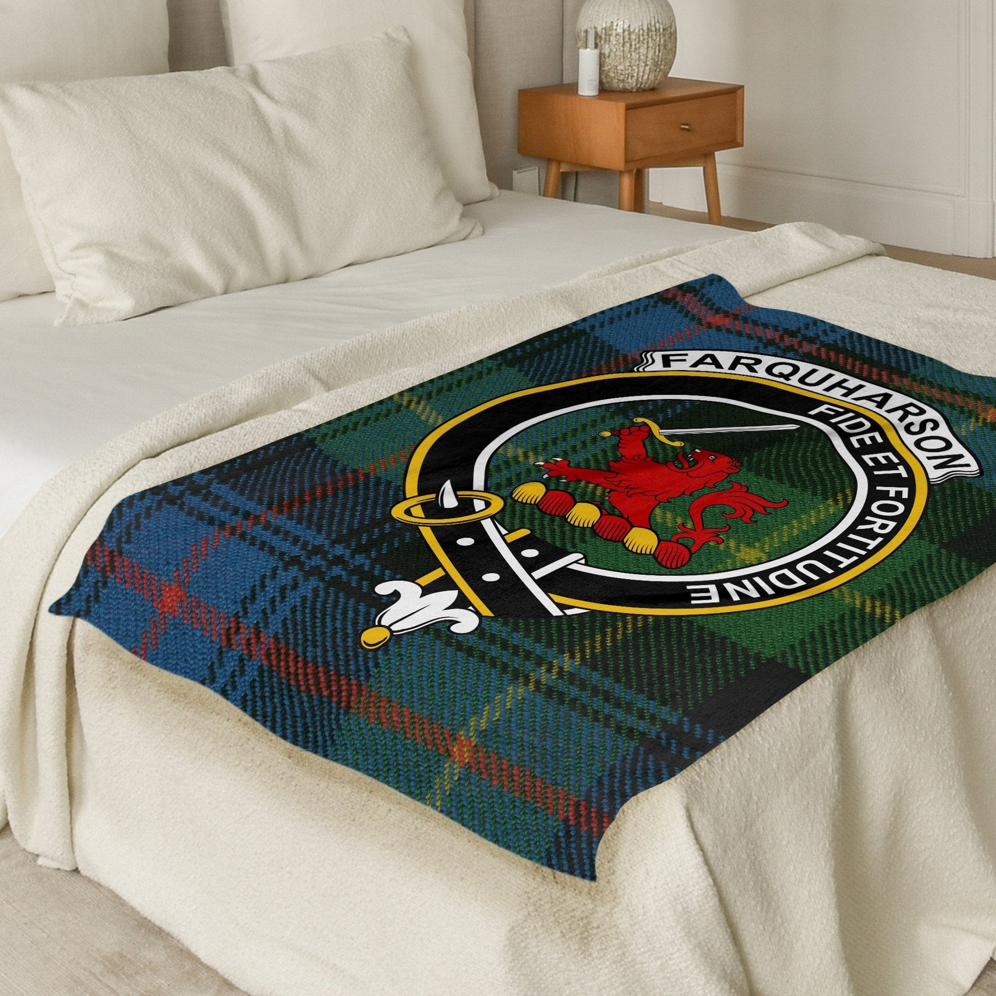 Scottish Clan Farquharson Crest Tartan Blanket