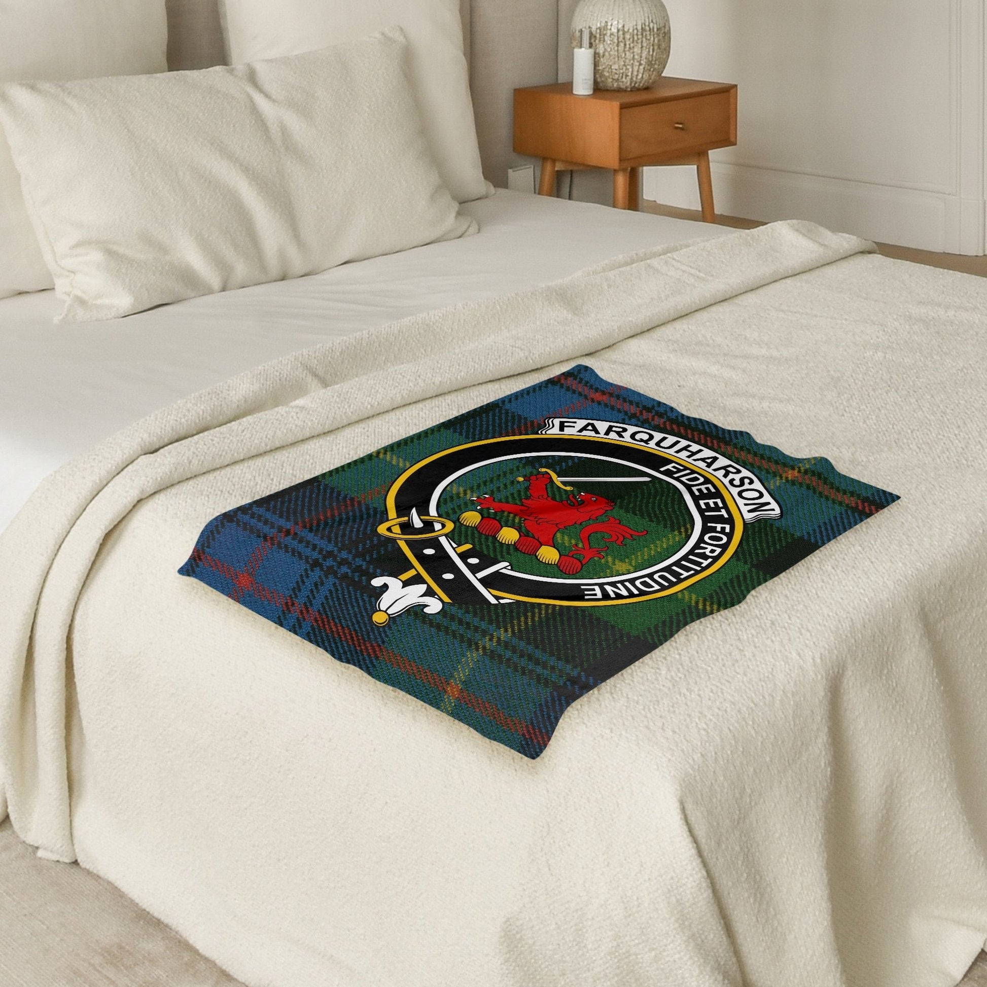 Scottish Clan Farquharson Crest Tartan Blanket