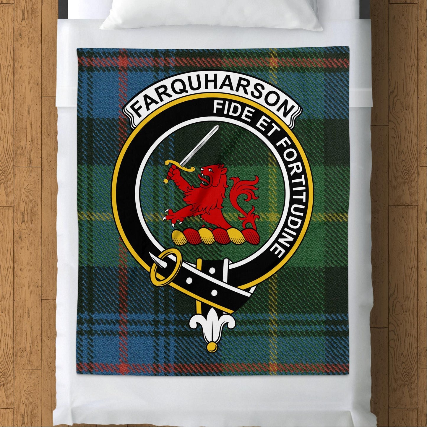 Scottish Clan Farquharson Crest Tartan Blanket