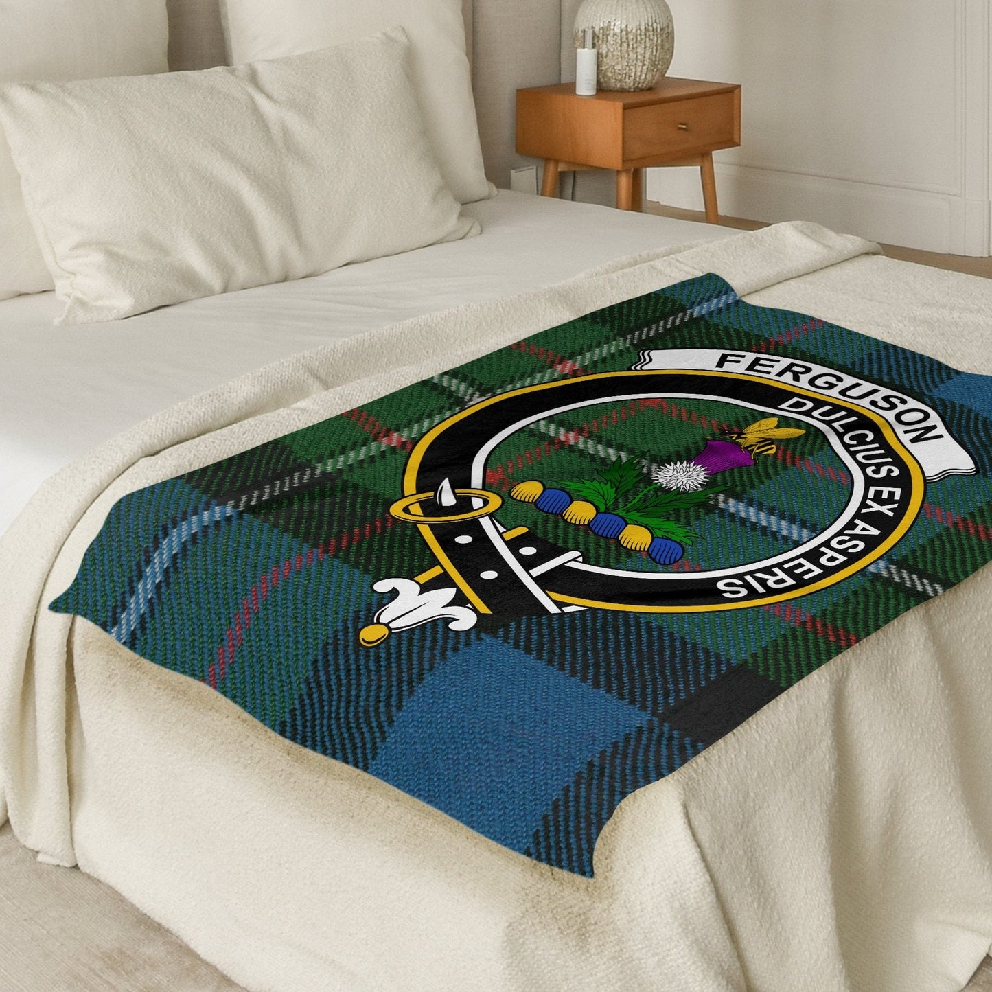 Scottish Clan Ferguson Crest Tartan Blanket