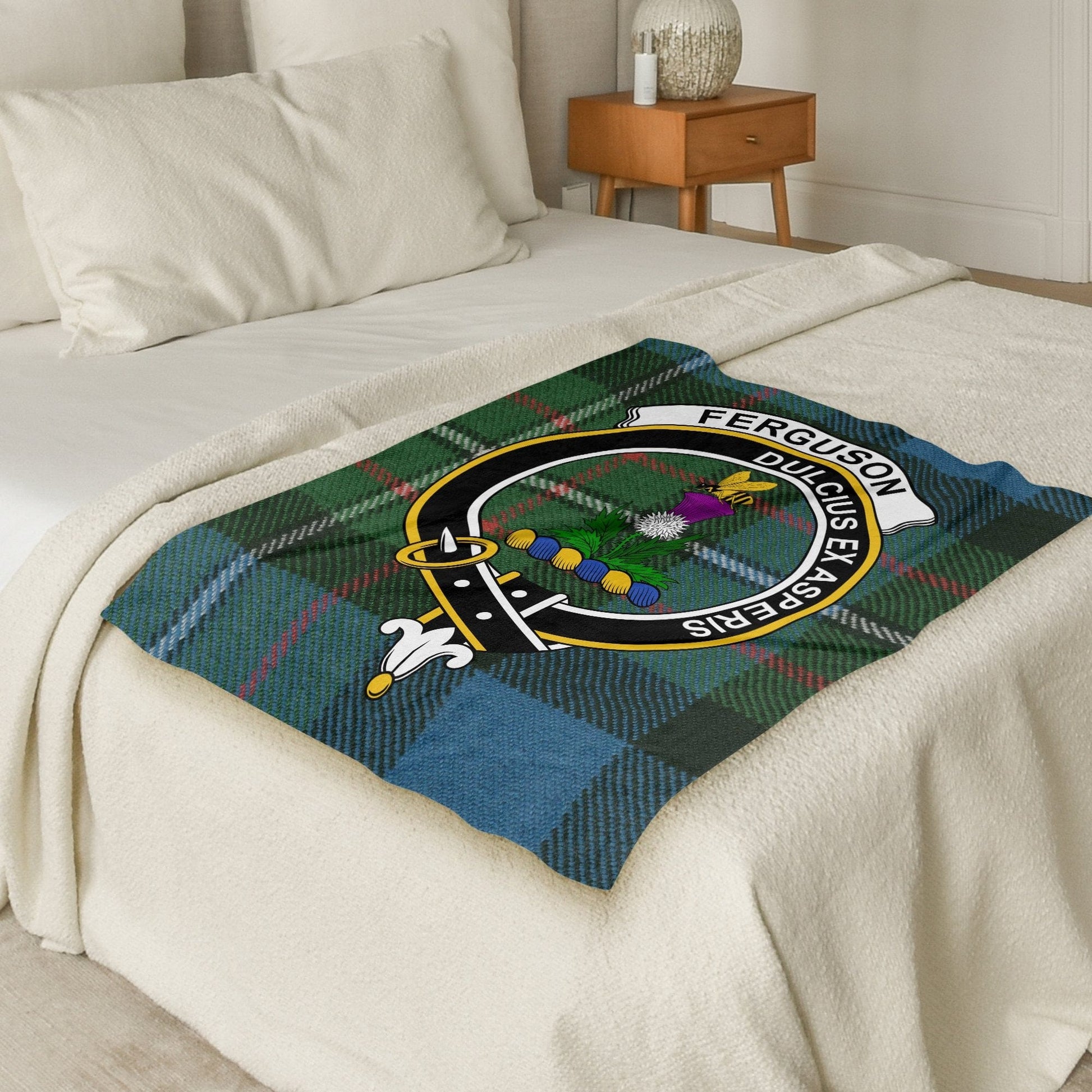 Scottish Clan Ferguson Crest Tartan Blanket