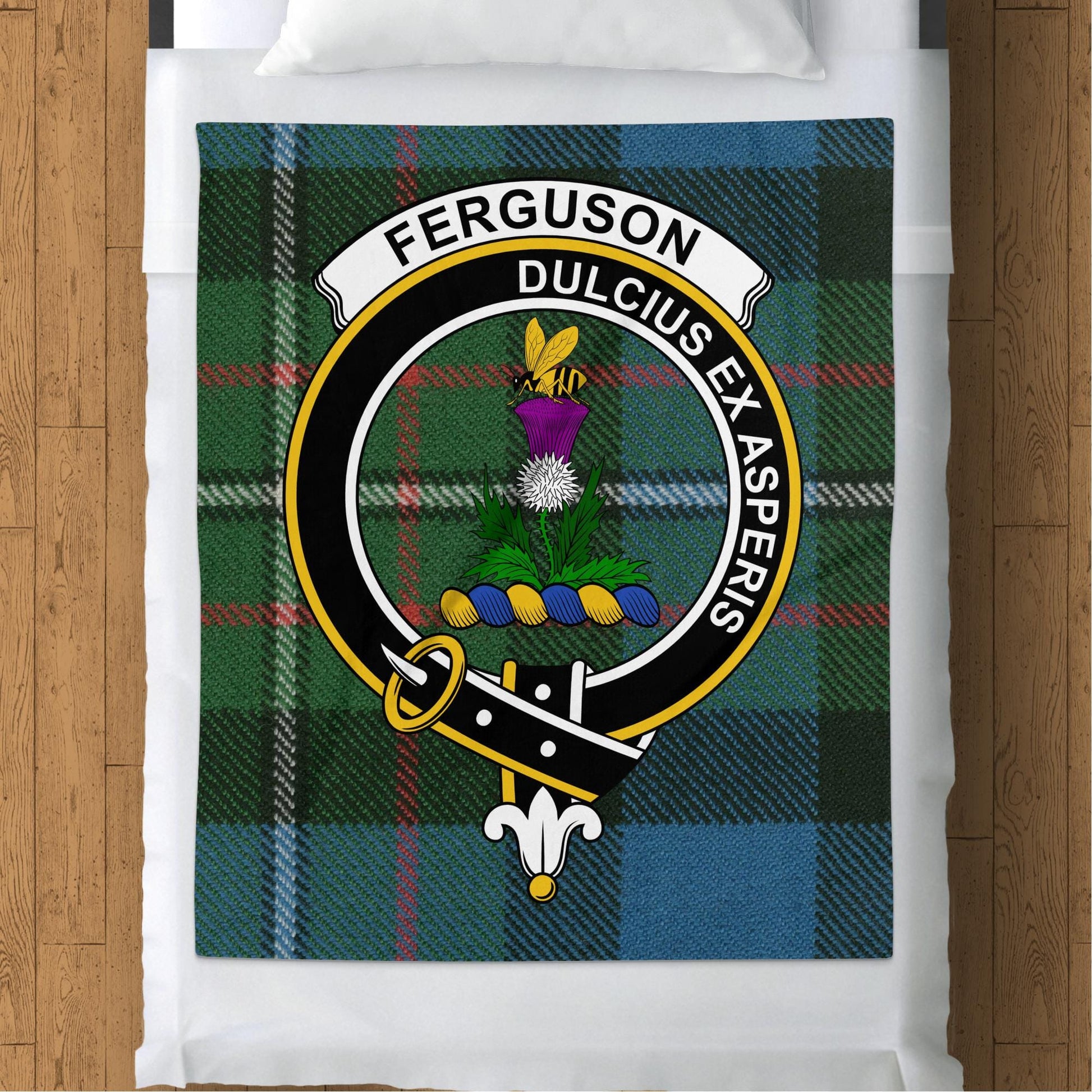 Scottish Clan Ferguson Crest Tartan Blanket