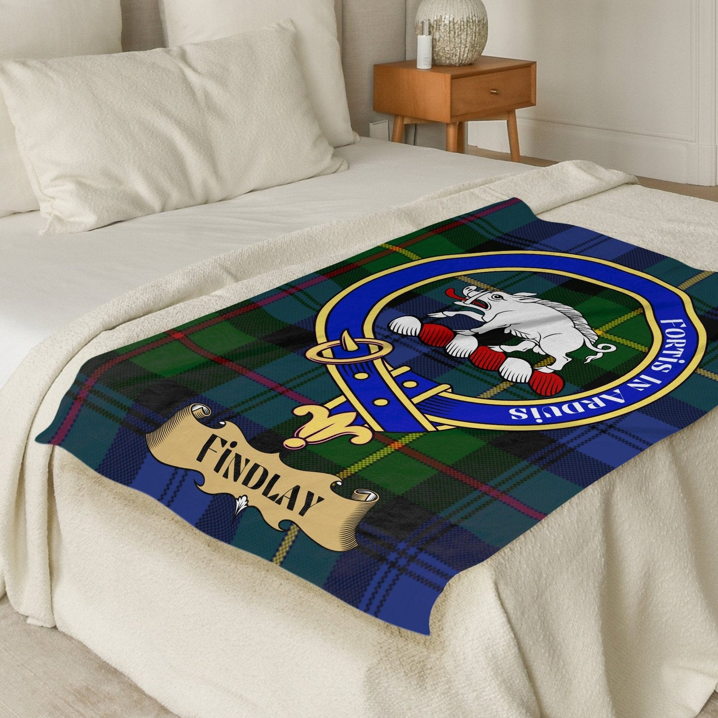 Scottish Clan Findlay Crest Tartan Blanket