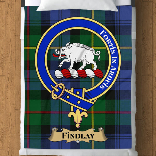 Scottish Clan Findlay Crest Tartan Blanket