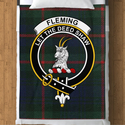 Scottish Clan Fleming Crest Tartan Blanket