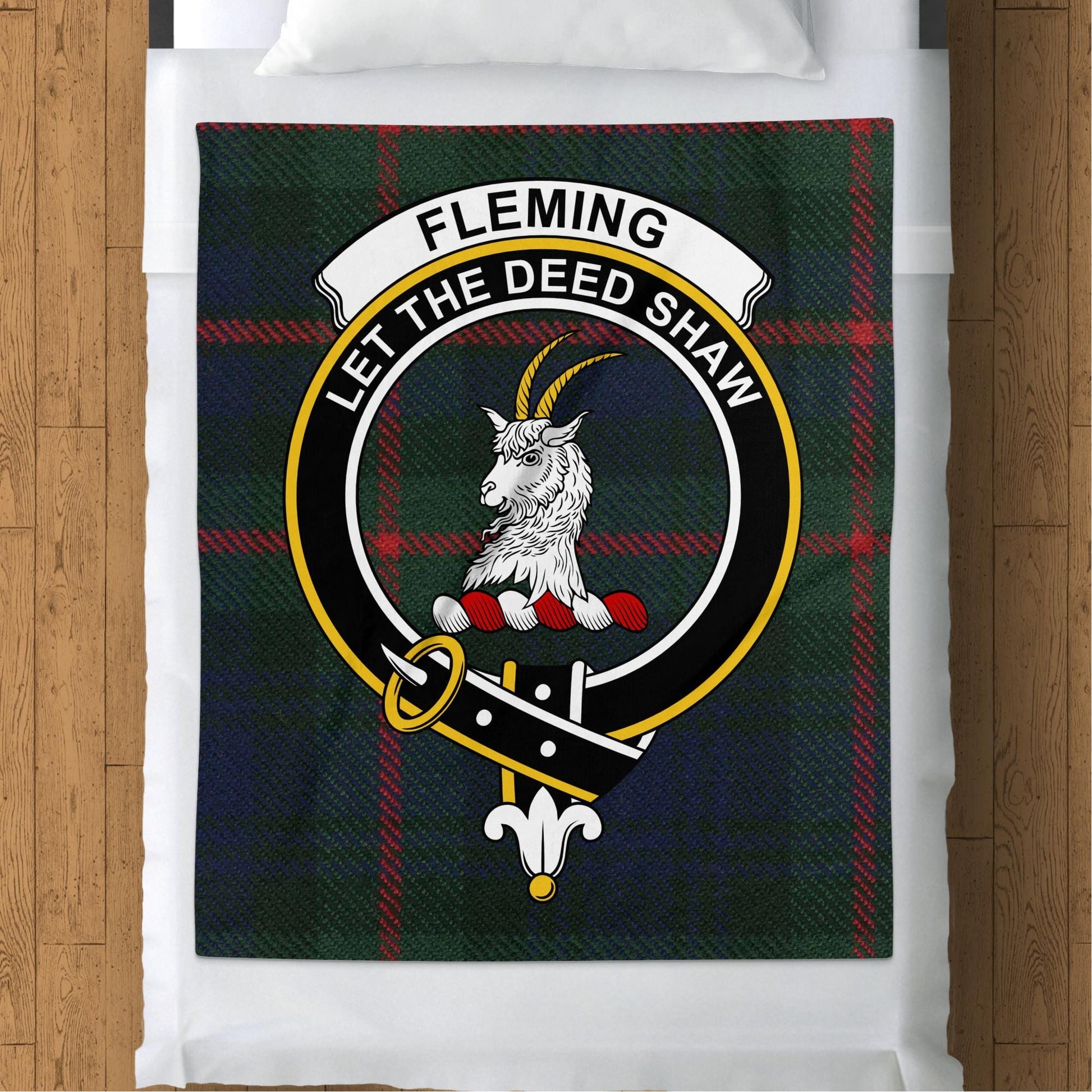 Scottish Clan Fleming Crest Tartan Blanket