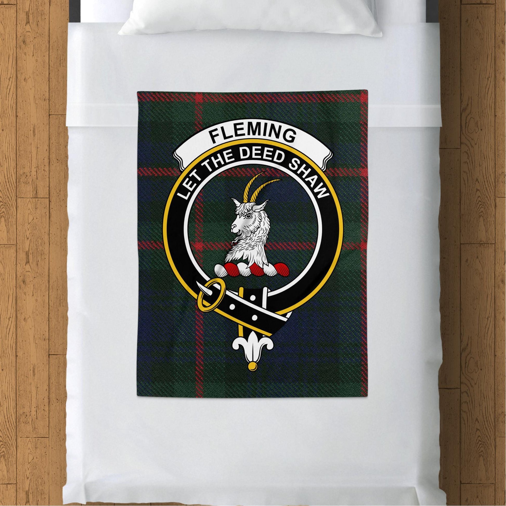 Scottish Clan Fleming Crest Tartan Blanket