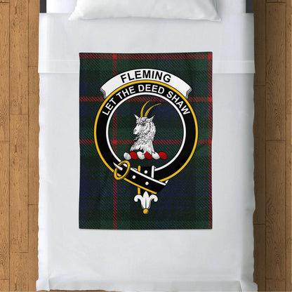 Scottish Clan Fleming Crest Tartan Blanket