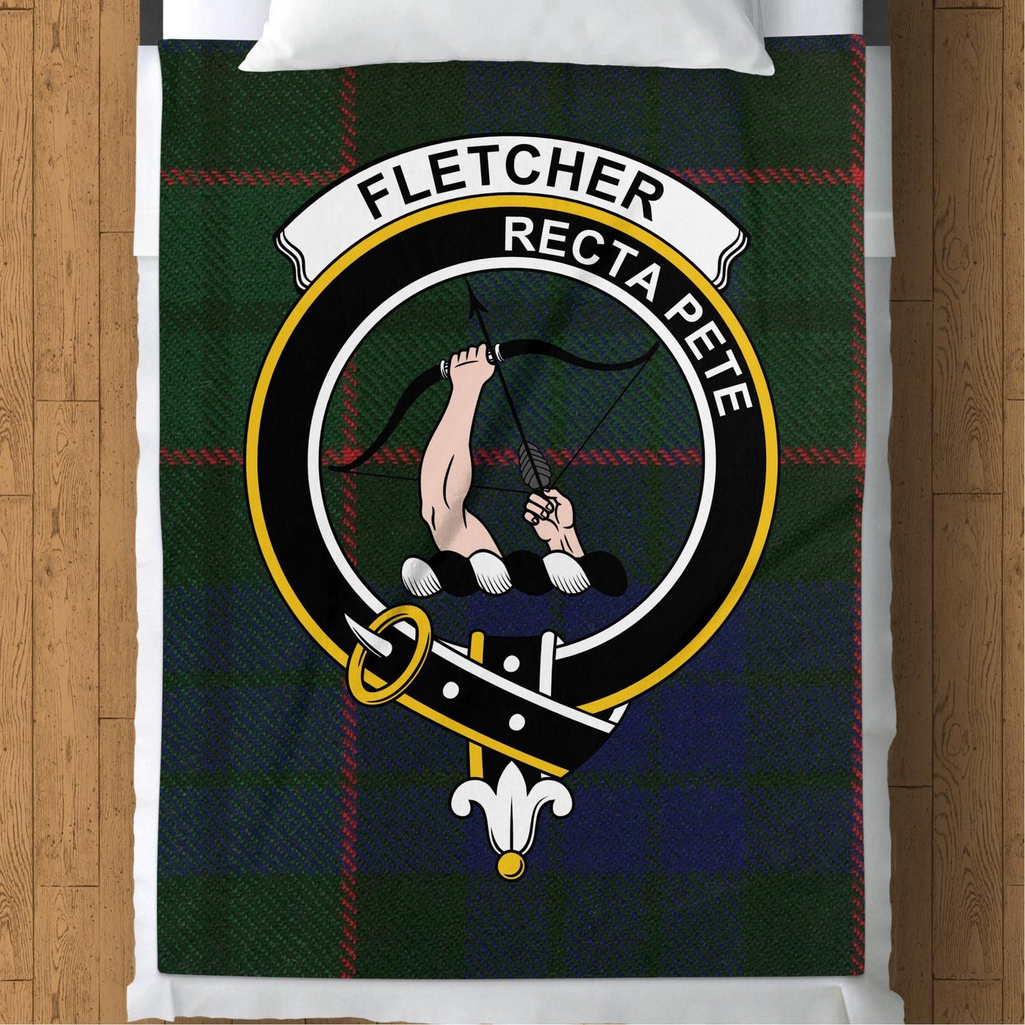 Scottish Clan Fletcher Crest Tartan Blanket