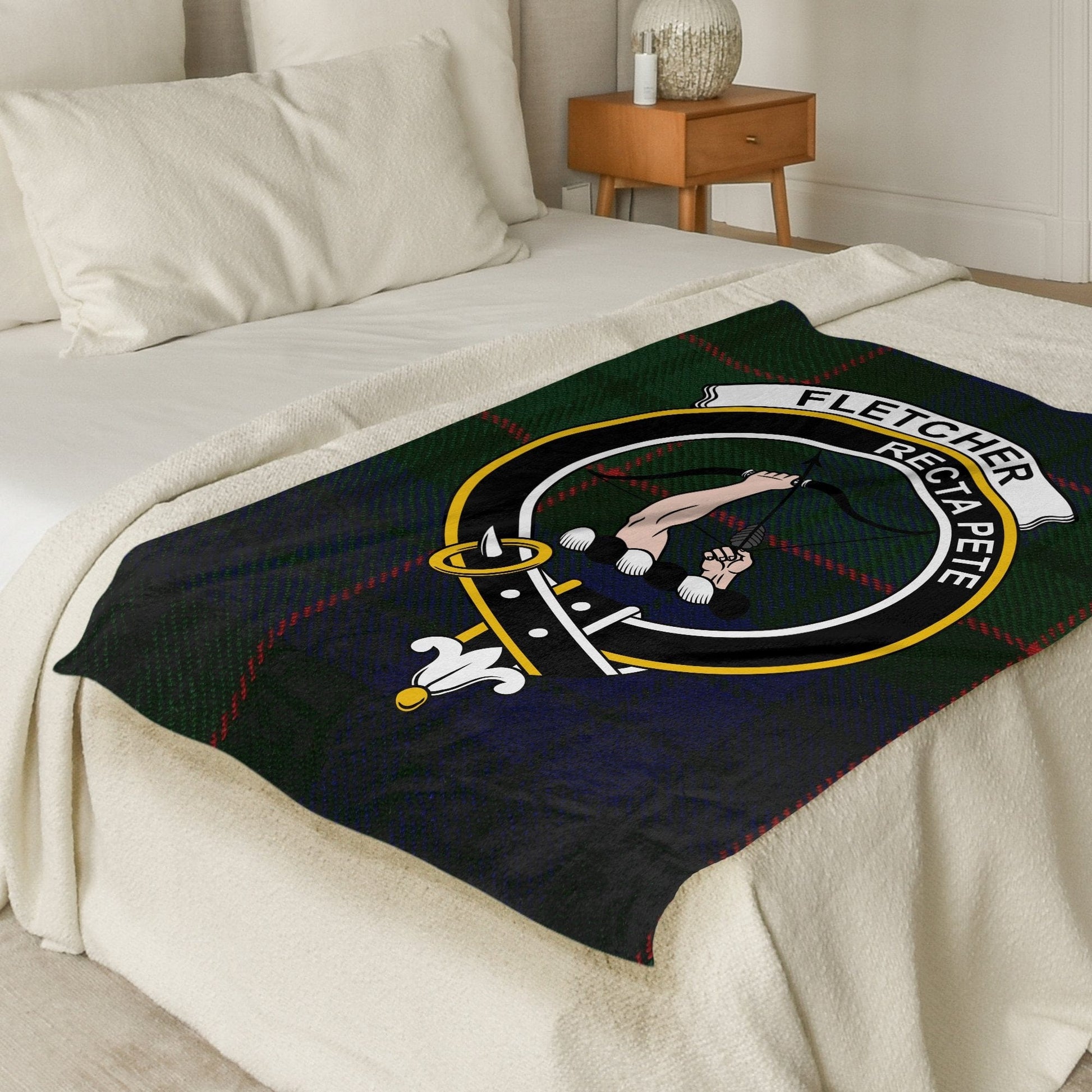 Scottish Clan Fletcher Crest Tartan Blanket