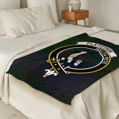 Scottish Clan Fletcher Crest Tartan Blanket