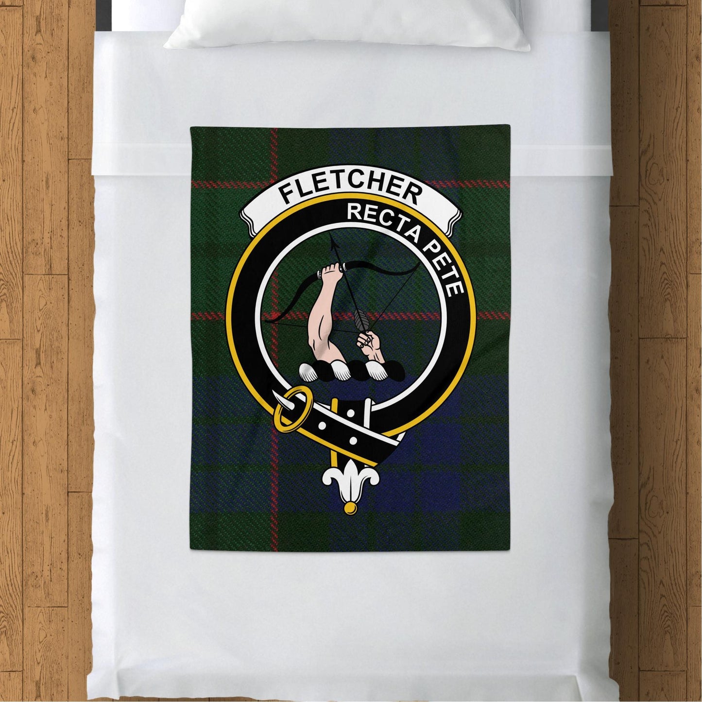 Scottish Clan Fletcher Crest Tartan Blanket