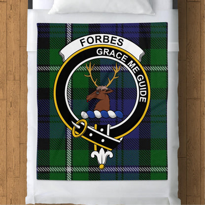 Scottish Clan Forbes Crest Tartan Blanket