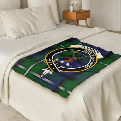 Scottish Clan Forbes Crest Tartan Blanket