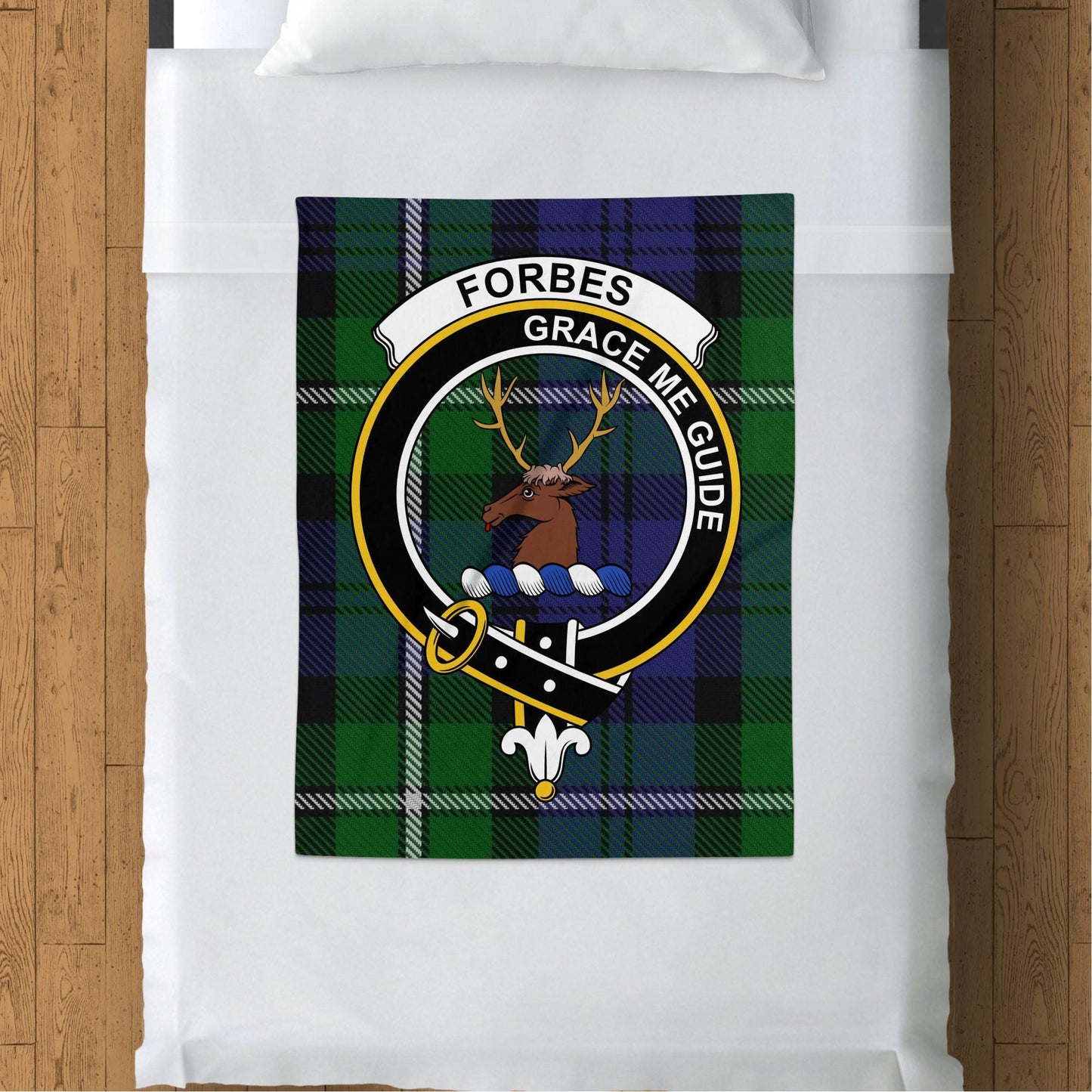 Scottish Clan Forbes Crest Tartan Blanket