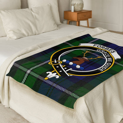 Scottish Clan Forbes Crest Tartan Blanket