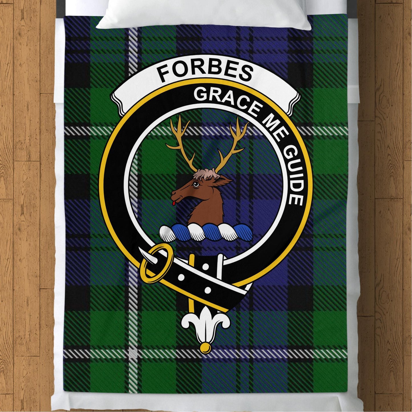 Scottish Clan Forbes Crest Tartan Blanket