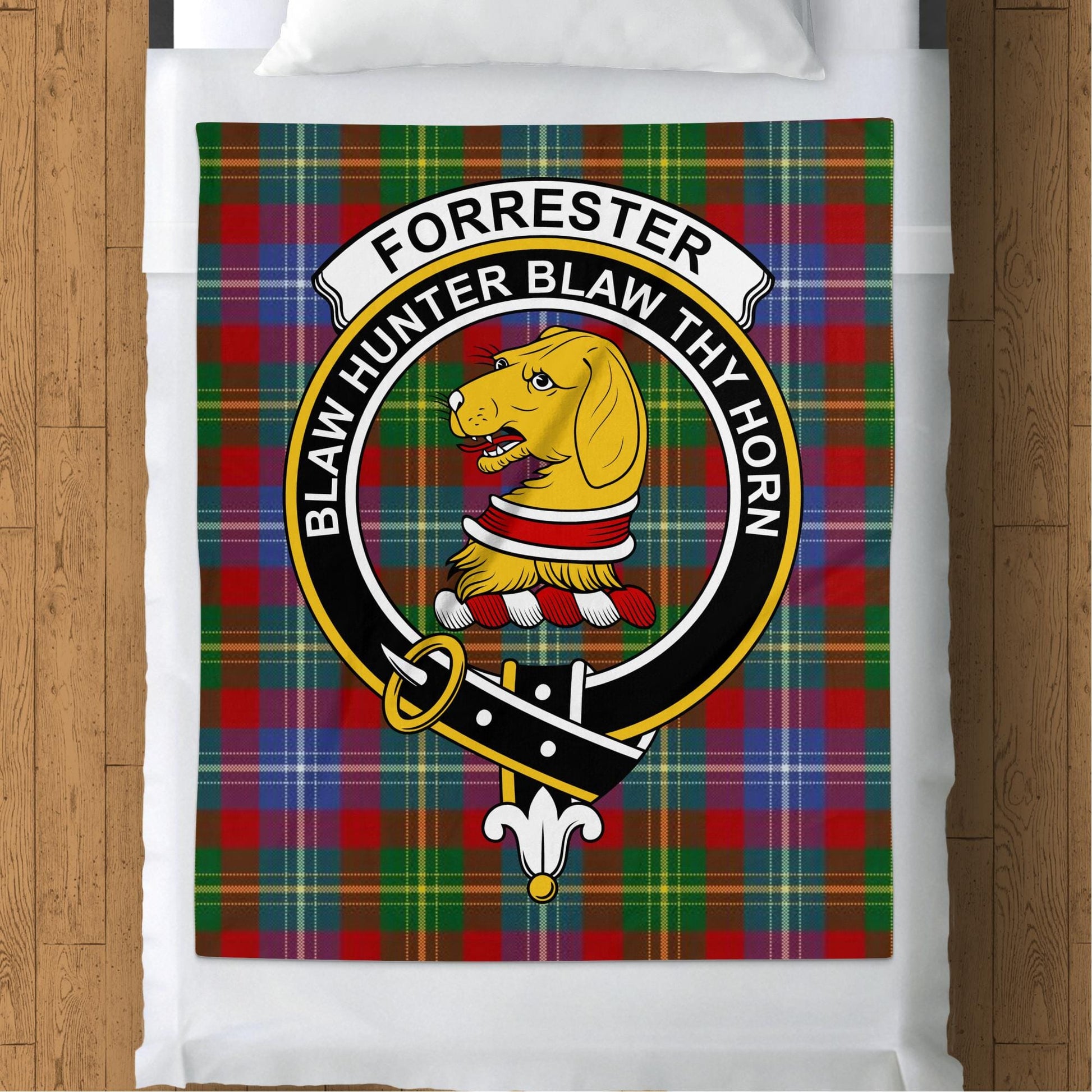 Scottish Clan Forrester Crest Tartan Blanket