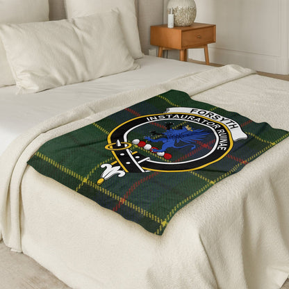 Scottish Clan Forsyth Crest Tartan Blanket