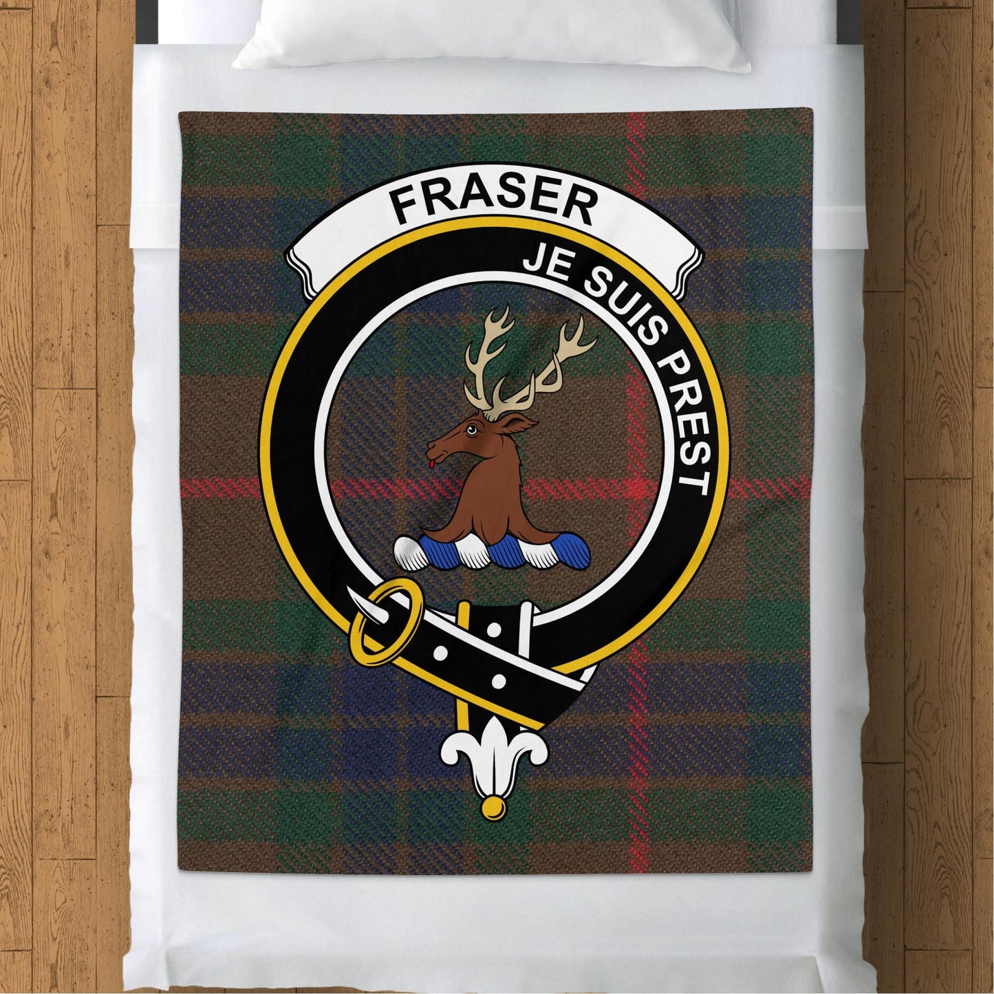 Scottish Clan Fraser Crest Tartan Blanket