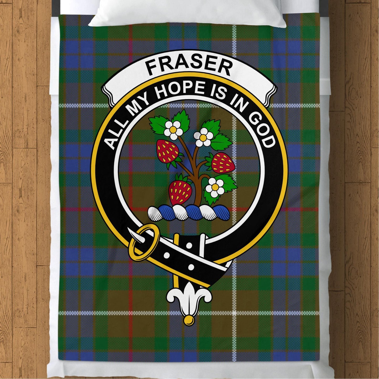 Scottish Clan Fraser Crest Tartan Blanket