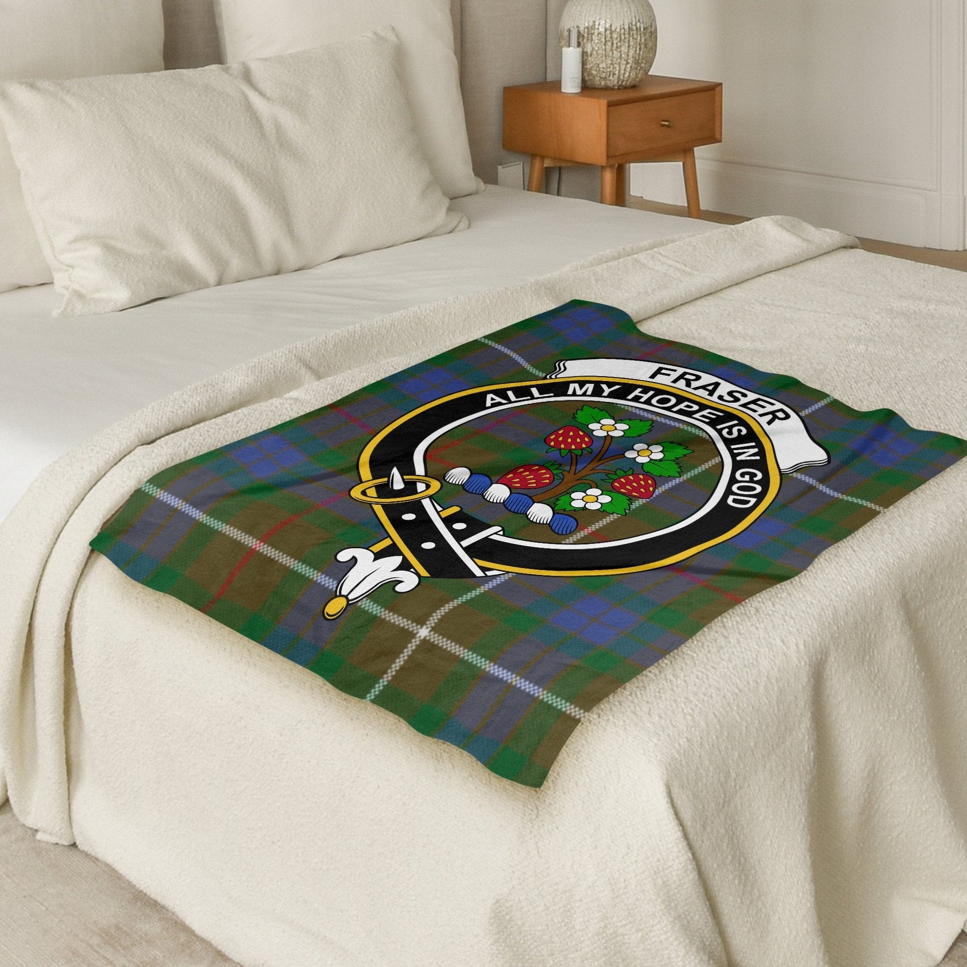 Scottish Clan Fraser Crest Tartan Blanket