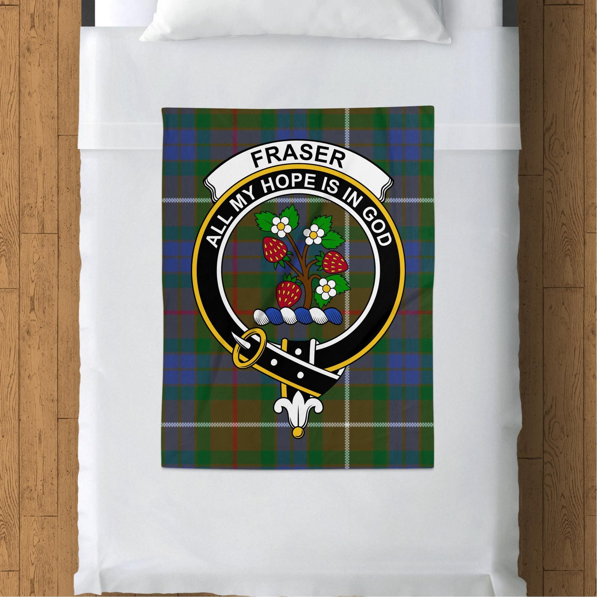 Scottish Clan Fraser Crest Tartan Blanket