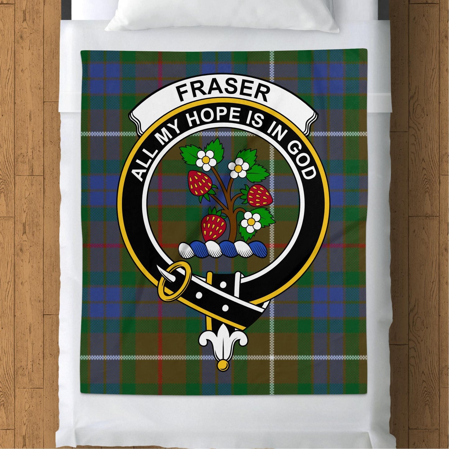 Scottish Clan Fraser Crest Tartan Blanket