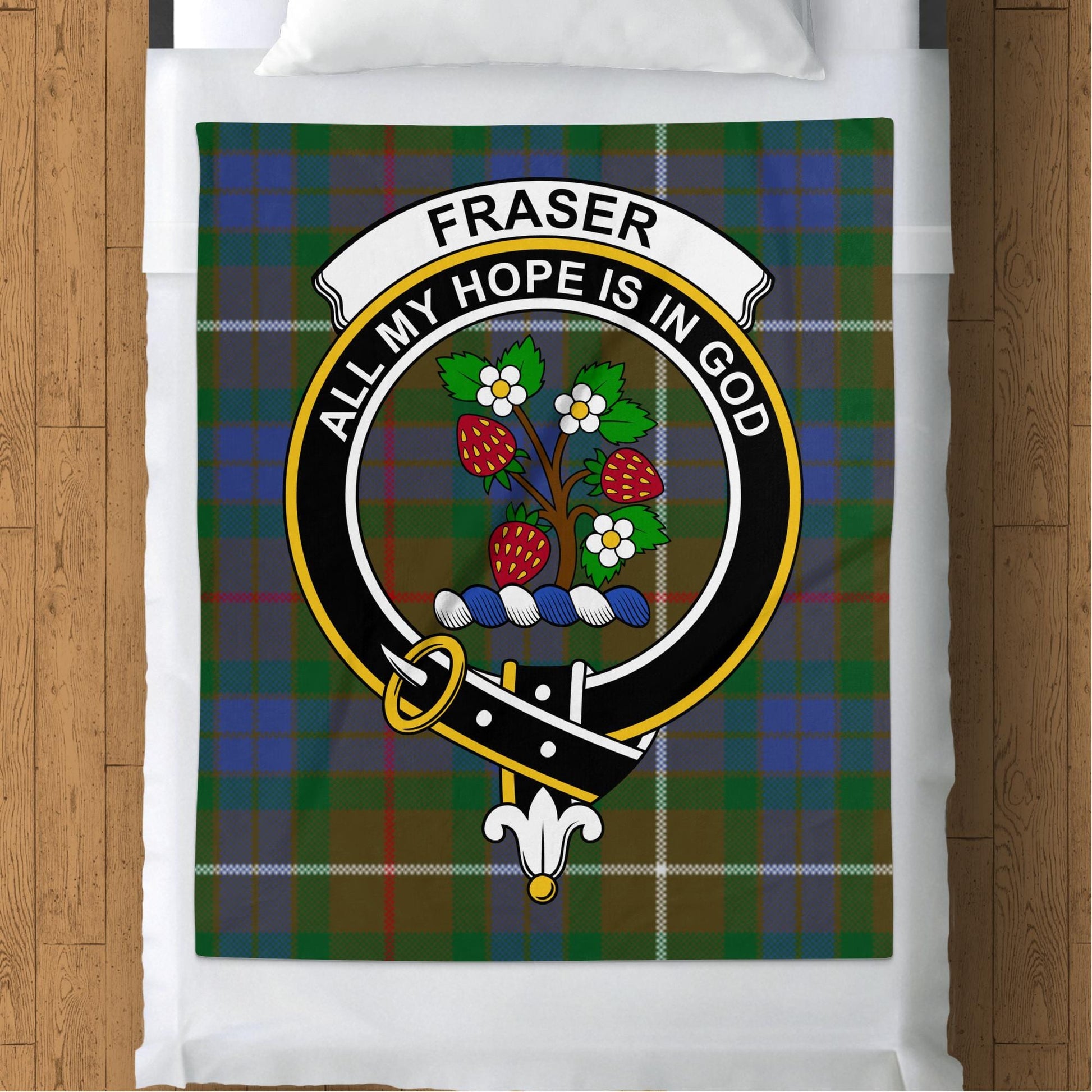 Scottish Clan Fraser Crest Tartan Blanket