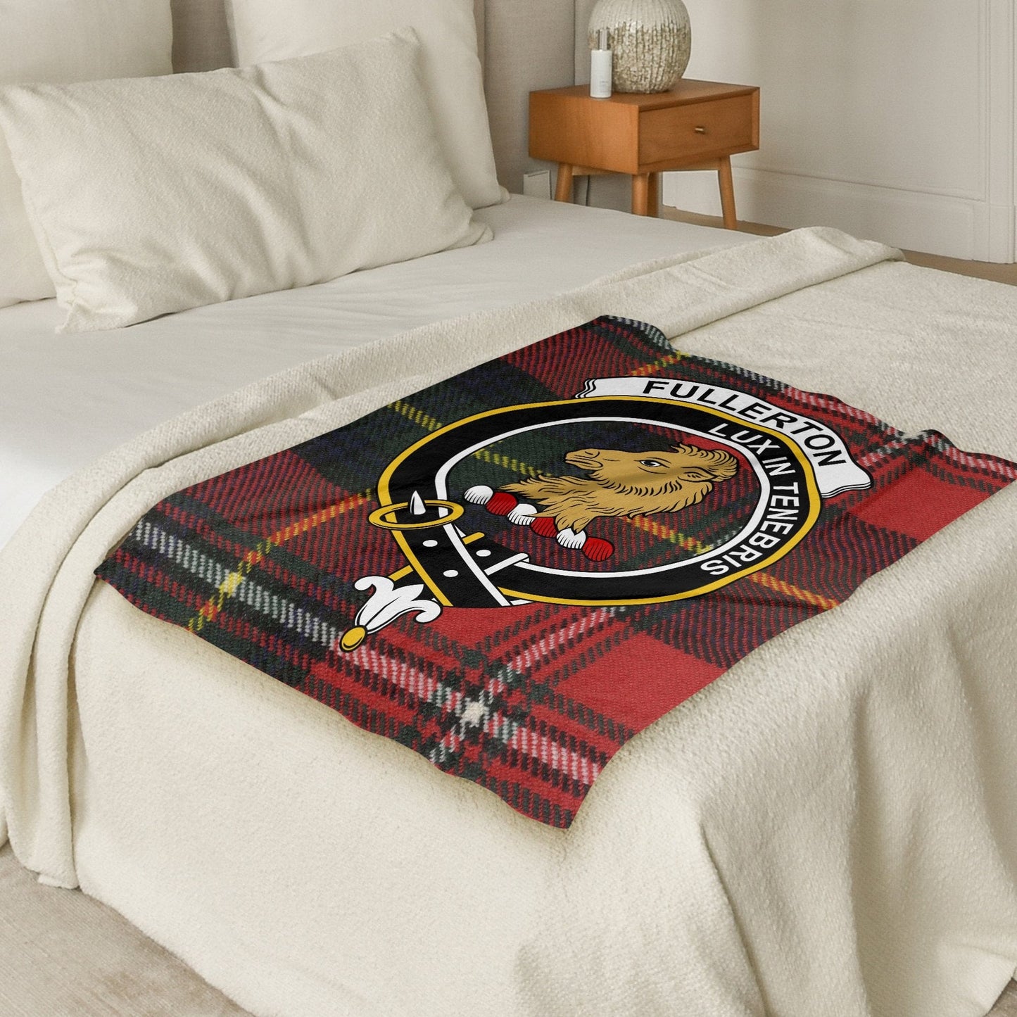 Scottish Clan Fullerton Crest Tartan Blanket