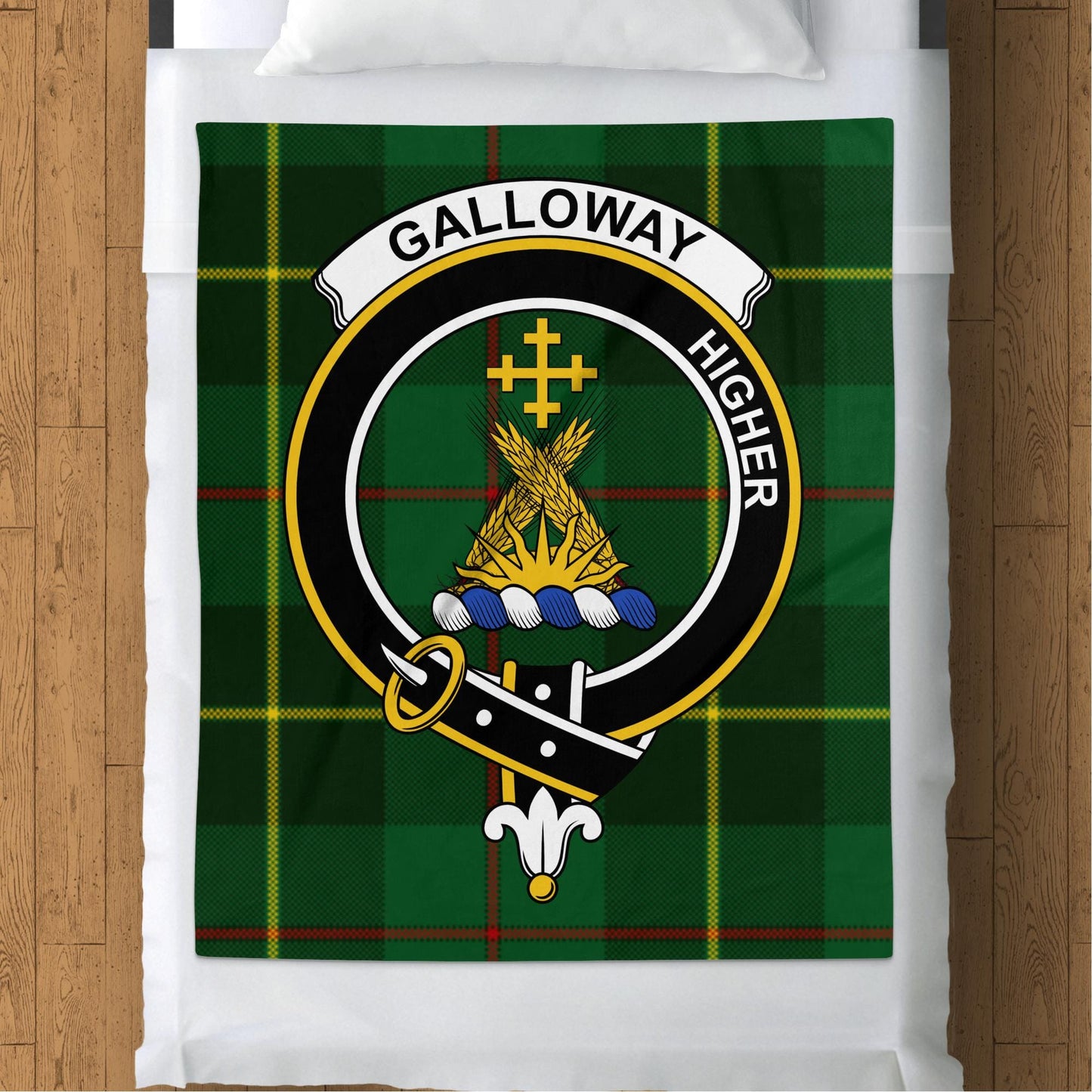 Scottish Clan Galloway Crest Tartan Blanket