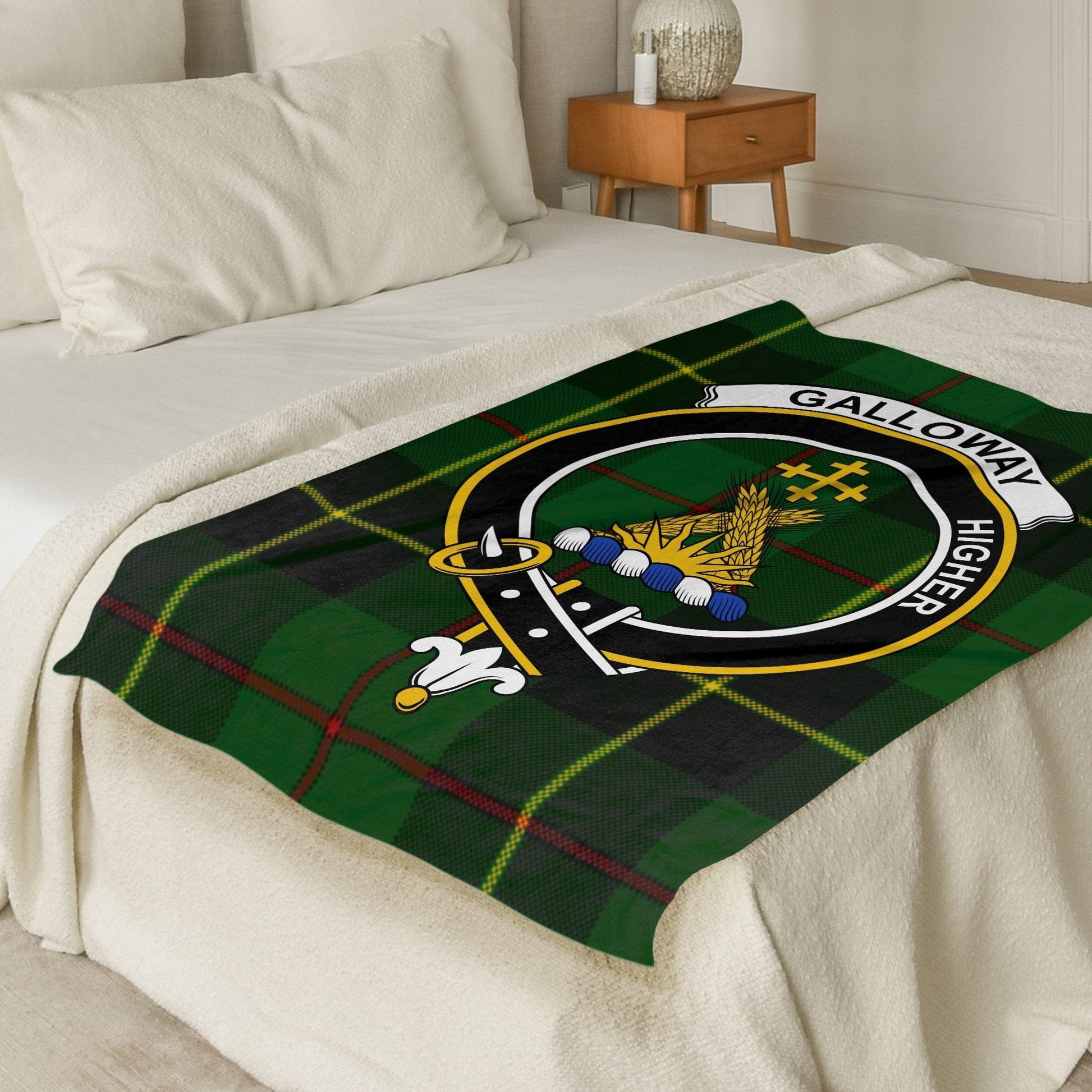 Scottish Clan Galloway Crest Tartan Blanket