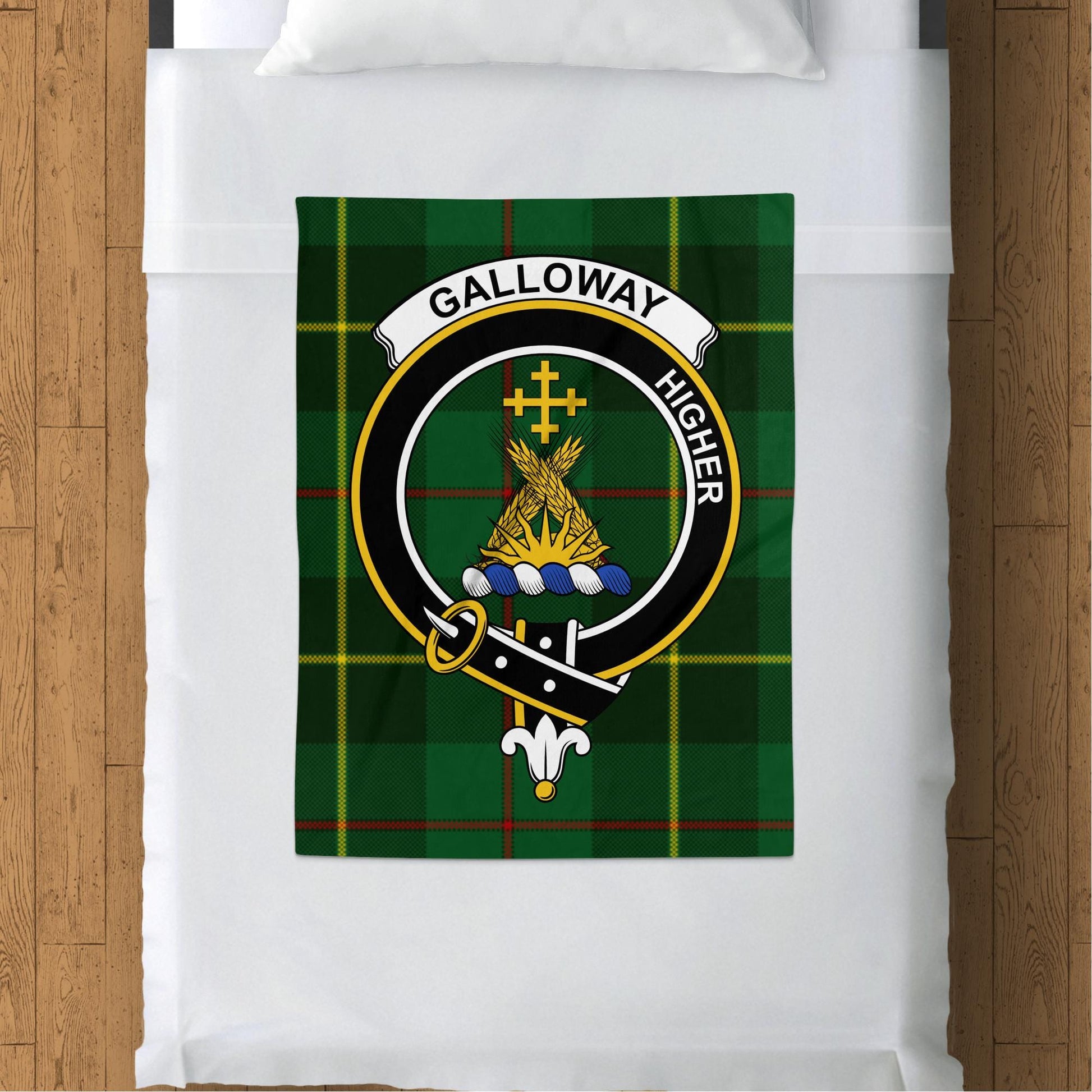 Scottish Clan Galloway Crest Tartan Blanket