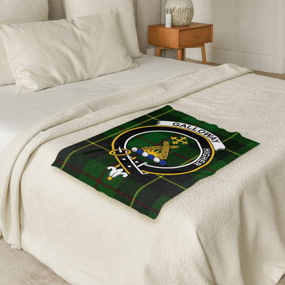 Scottish Clan Galloway Crest Tartan Blanket