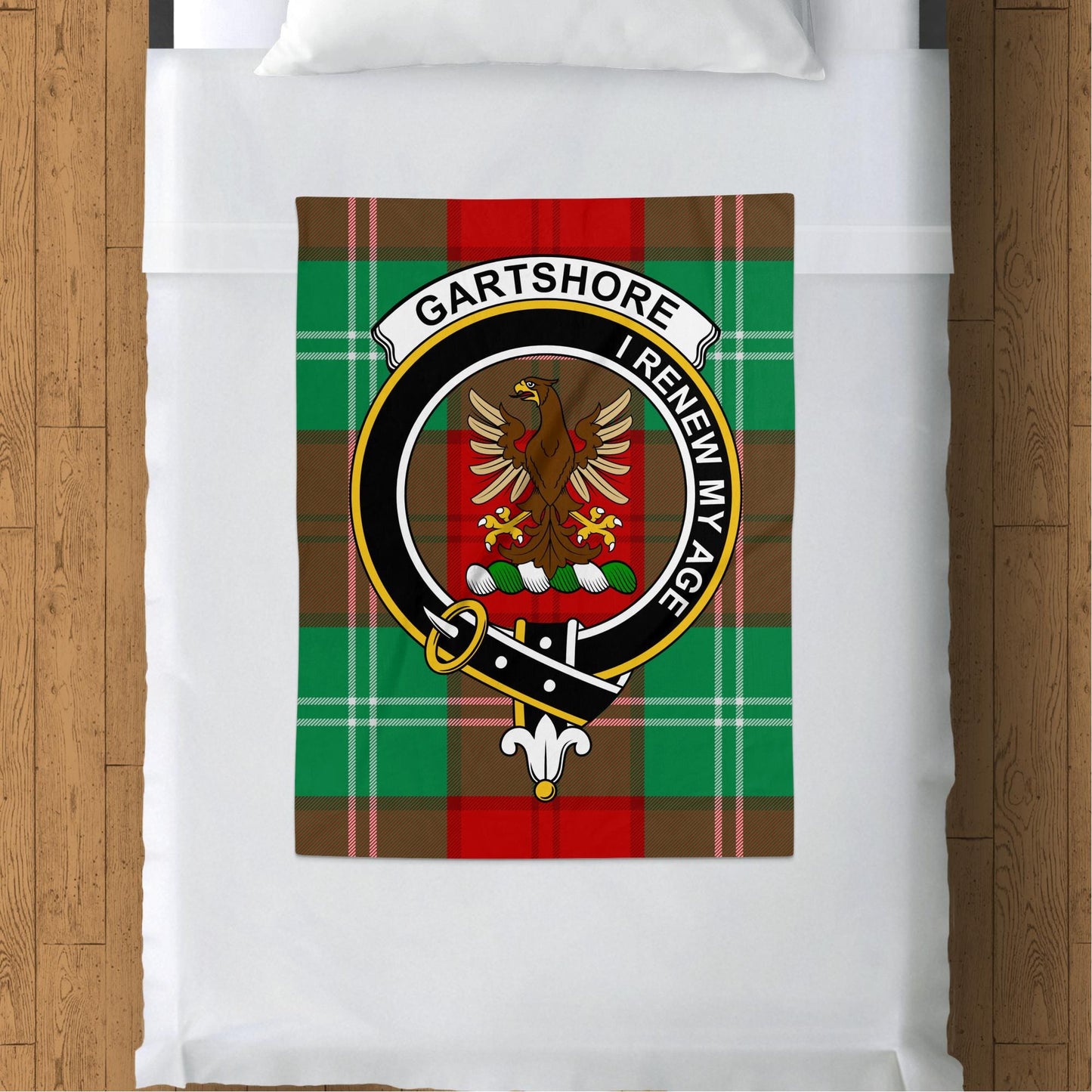 Scottish Clan Gartshore Crest Tartan Blanket